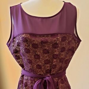 Julian Taylor Purple Lace & Sequin Fit & Flare